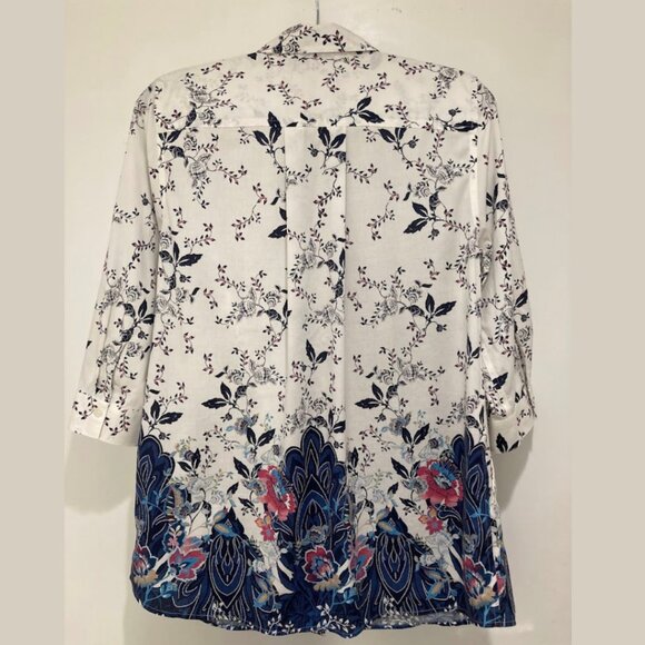 Chico’s Floral Button-Down Tunic Shirt, No-Iron Stain Shield - Picture 11 of 14